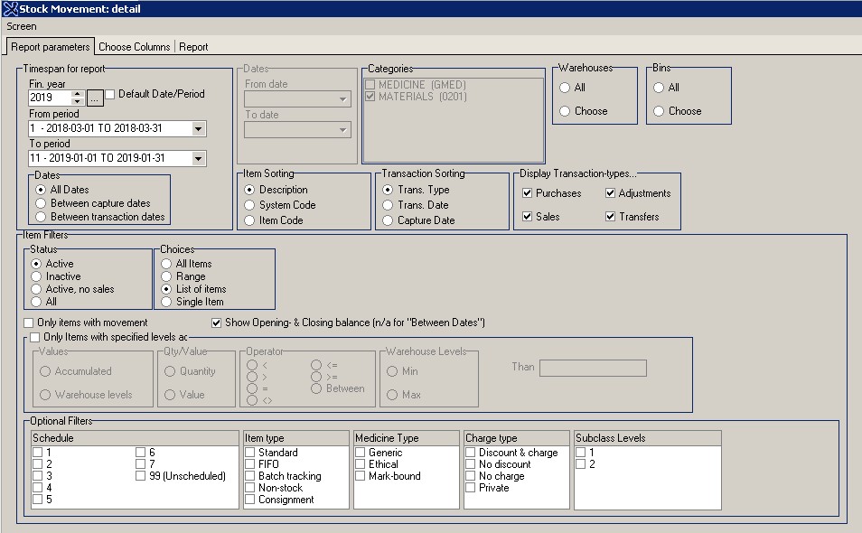 Stock movement report settings 1