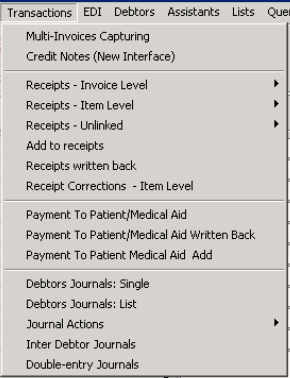 Receipt written back menu item