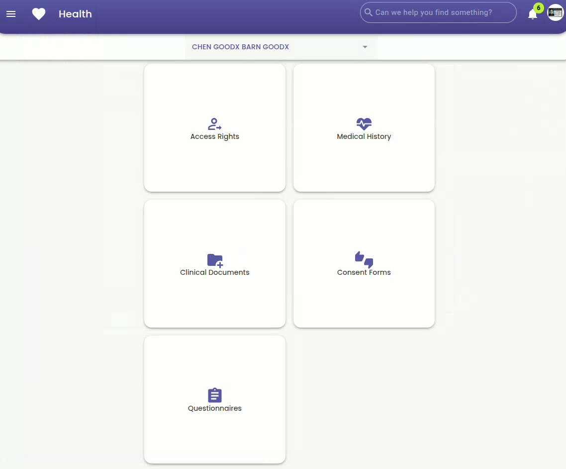 Example of MyGC health dashboard