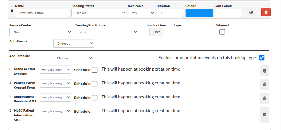 Example of booking type customization