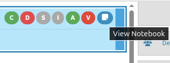 Hover view over diary icon reflecting the notebook shortcut