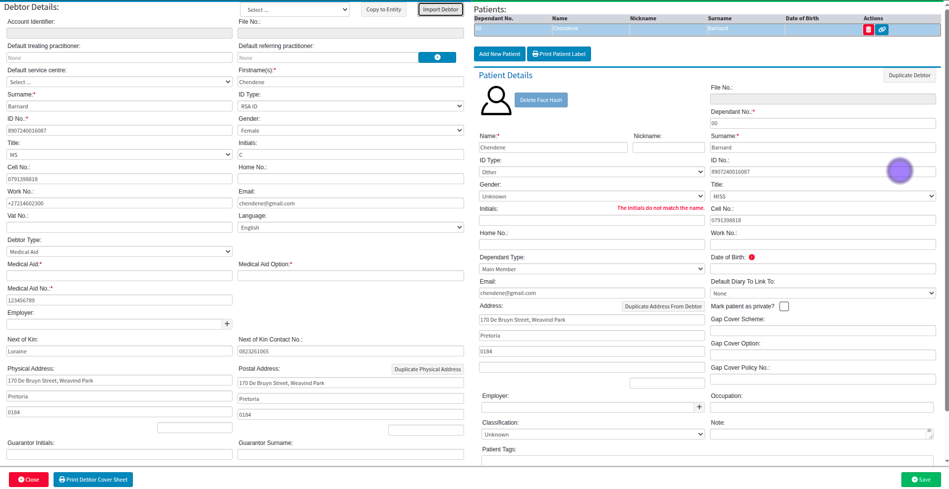 Example of data pulled