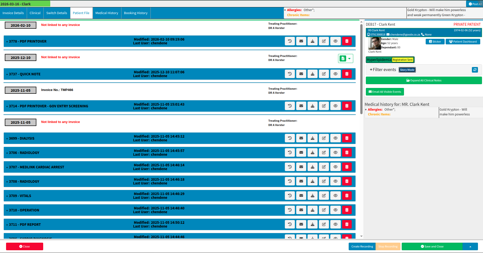 default patient file view