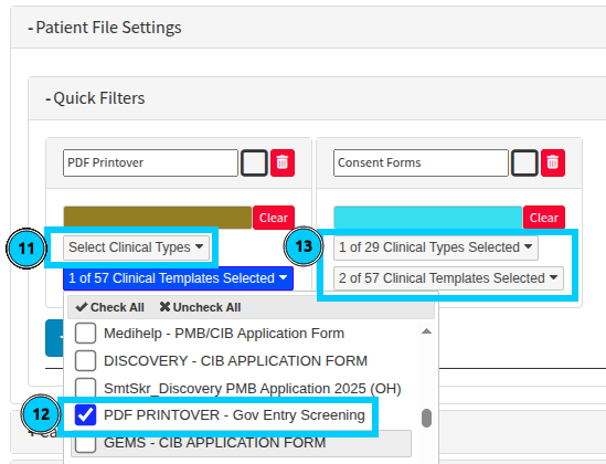 Additional steps to patient filter setups