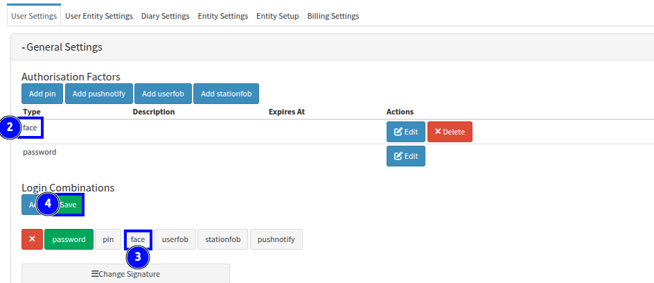 Setting up authorisations