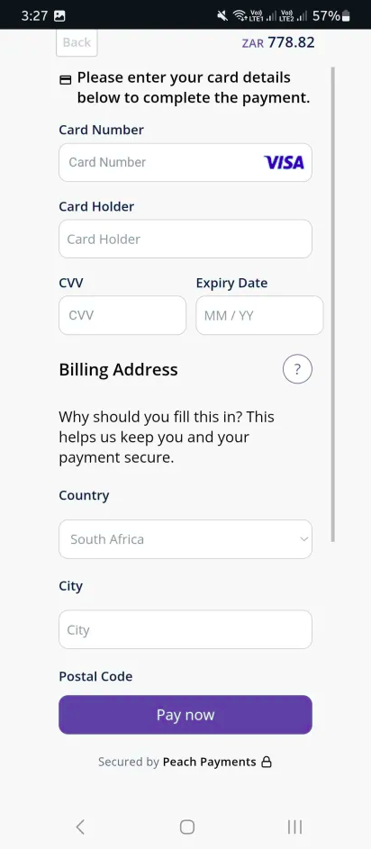card payment view bottom