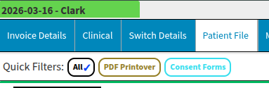 Depicts patient filters set up