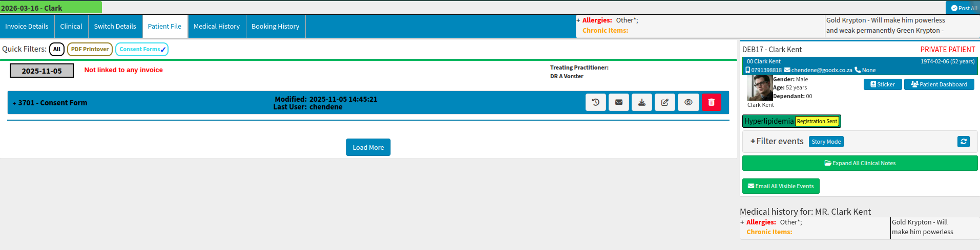 Display of filter search results