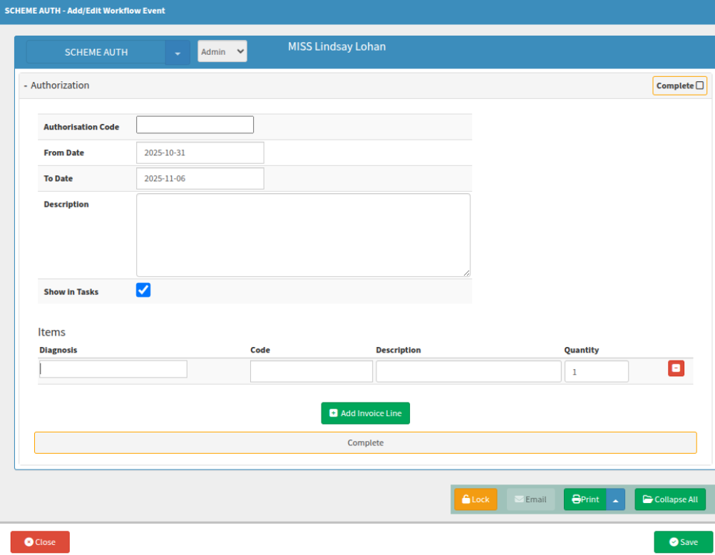 Task to be created tick box