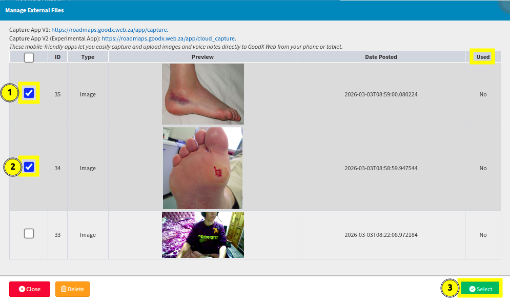 Depiction of selecting images