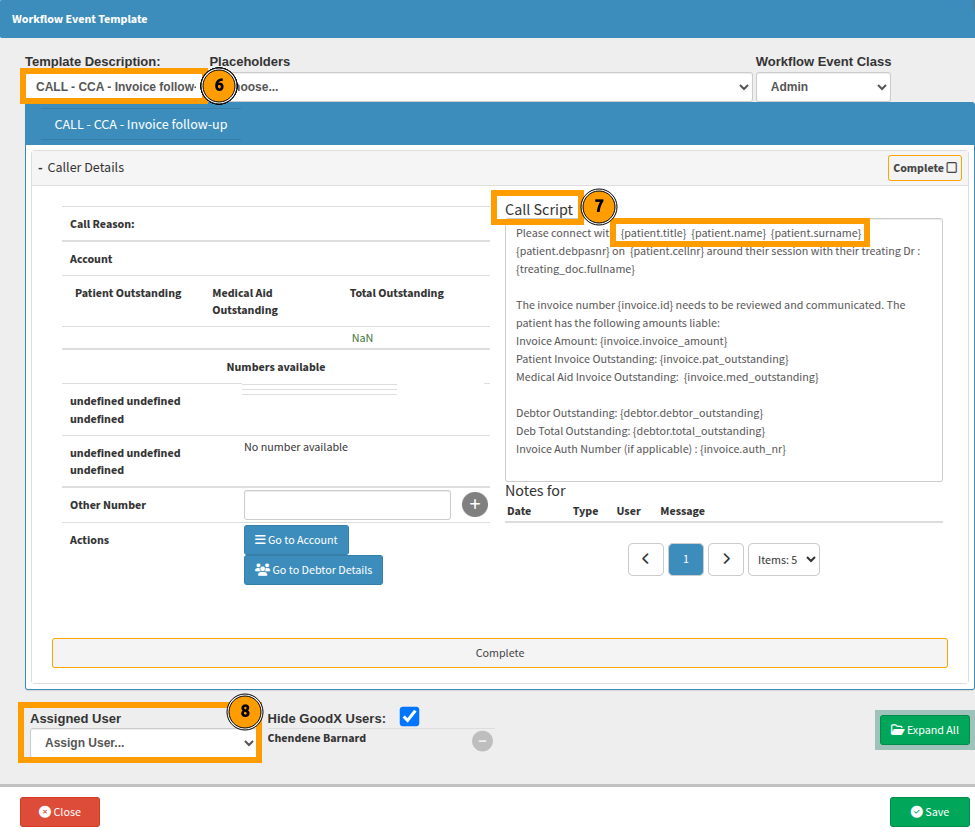 Example of Call event created