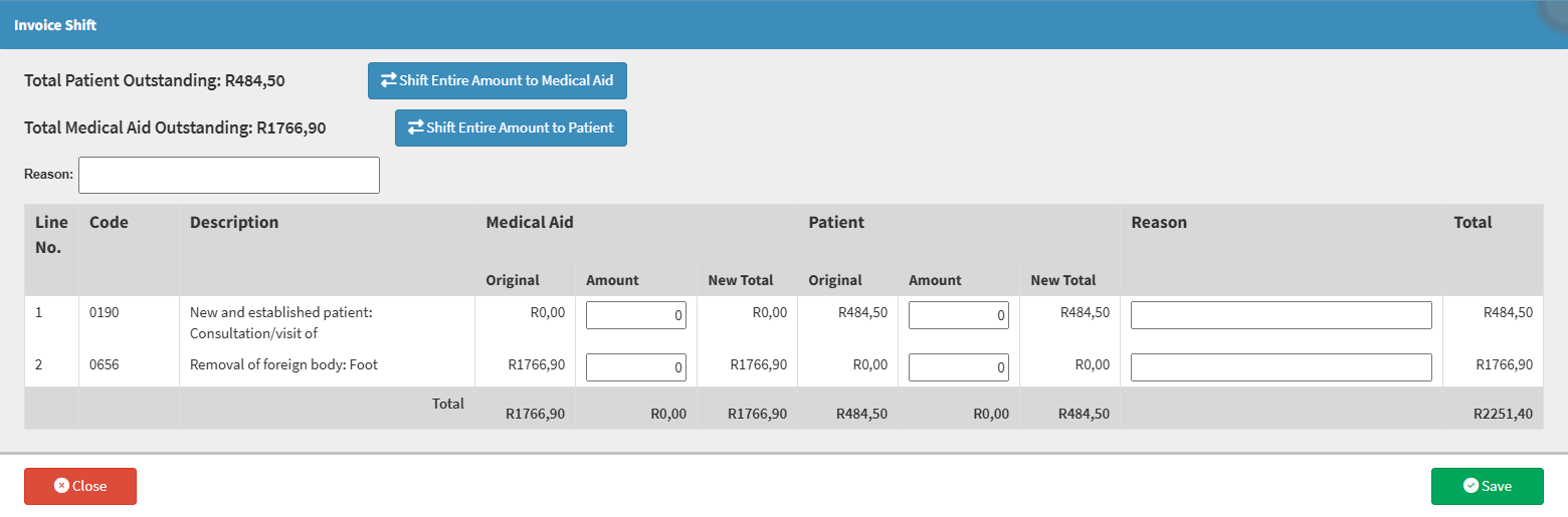 invoice shift