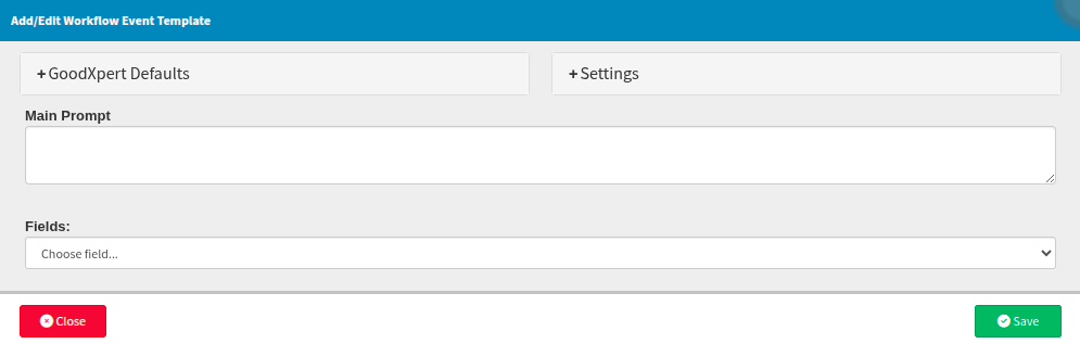 GoodXpert setup defaults