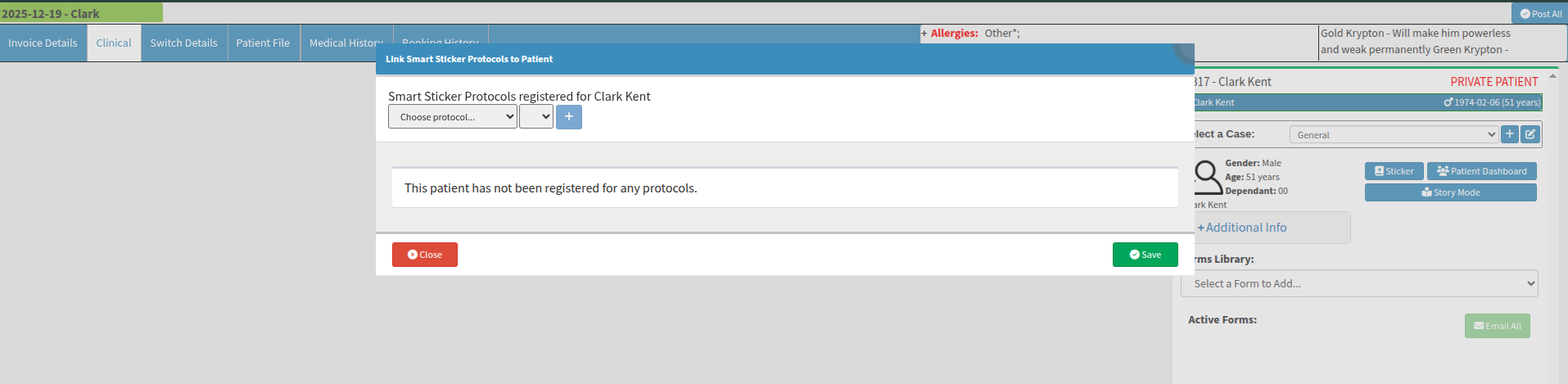 Adding a smart sticker to patient profile