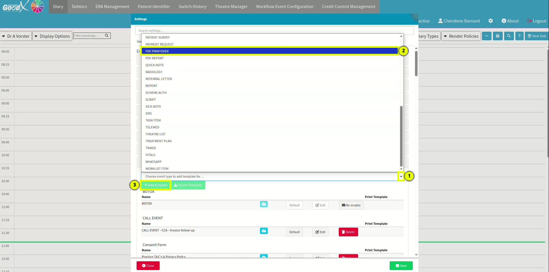 Workflow events setup steps
