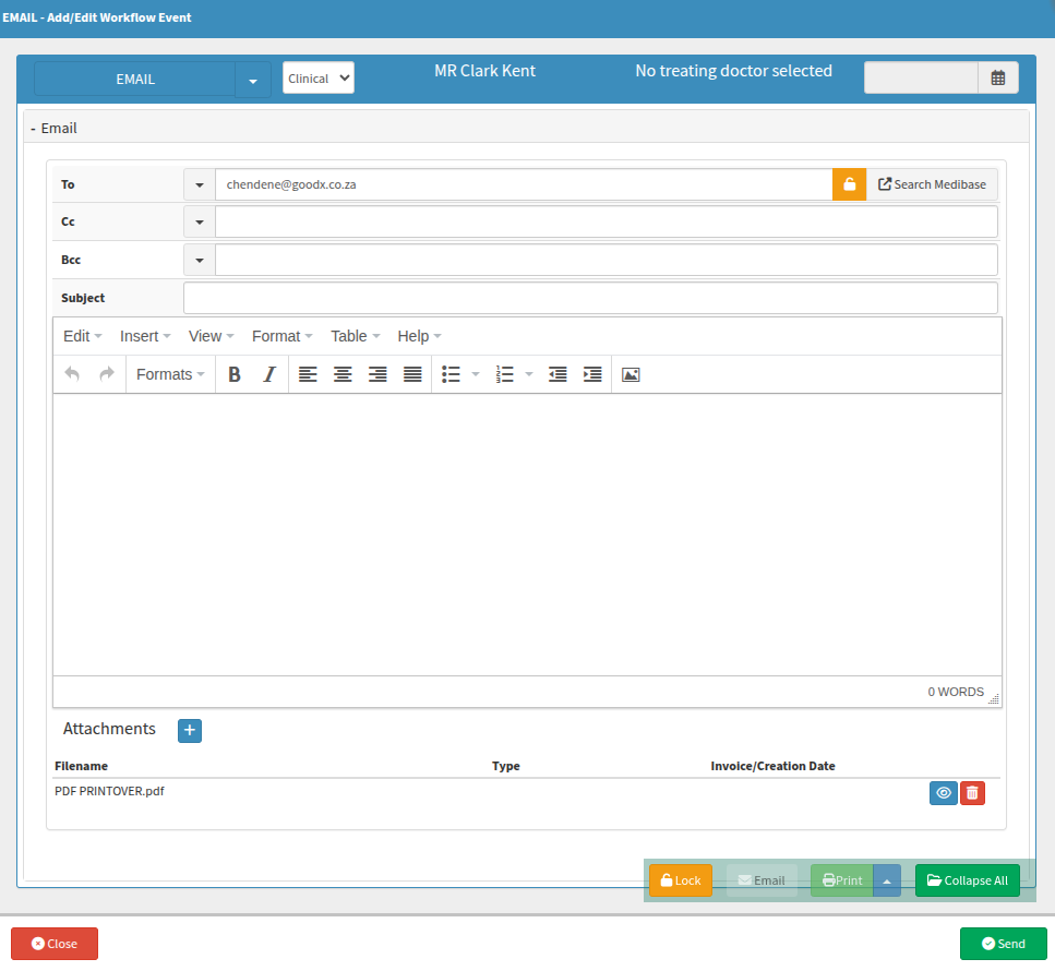 Email option example