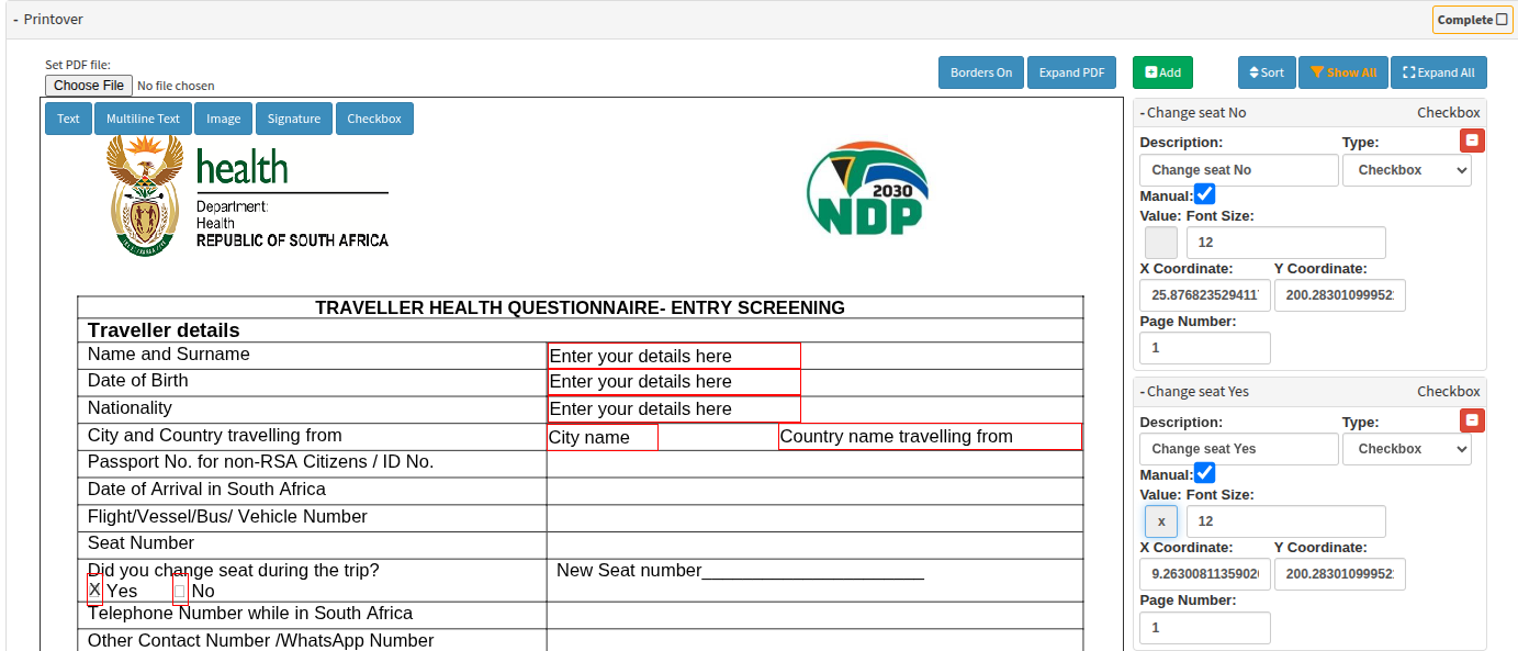 Selection view of text box example