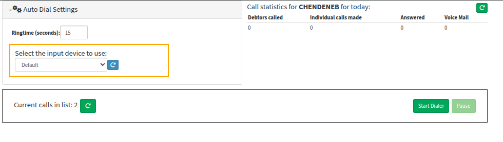 Auto dialer view