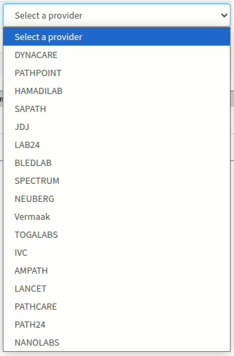Drop down of labs