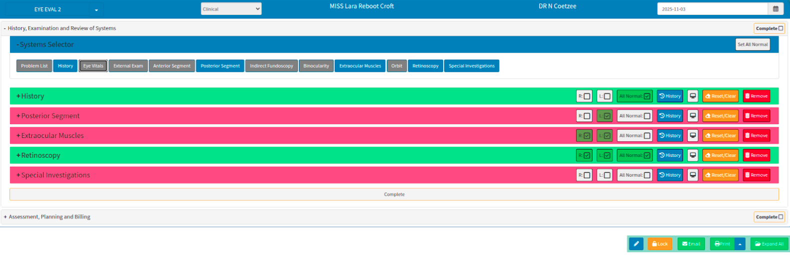 System selector views