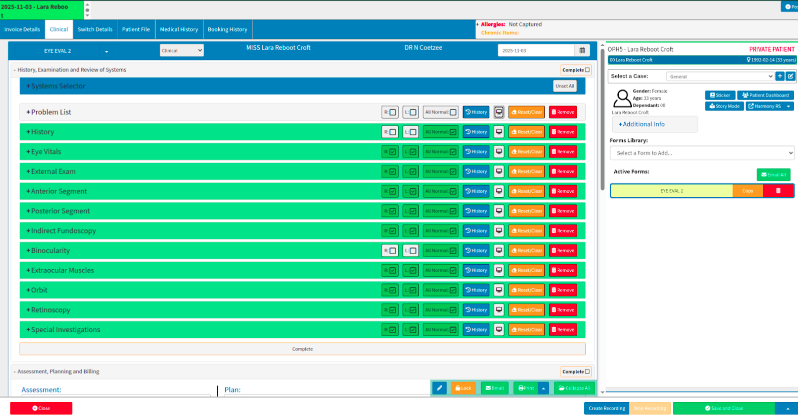 Selector view on form sections