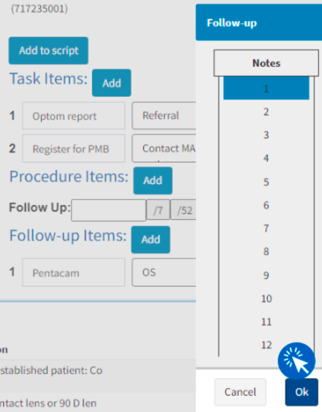 drop down for follow up