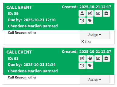 Call event example
