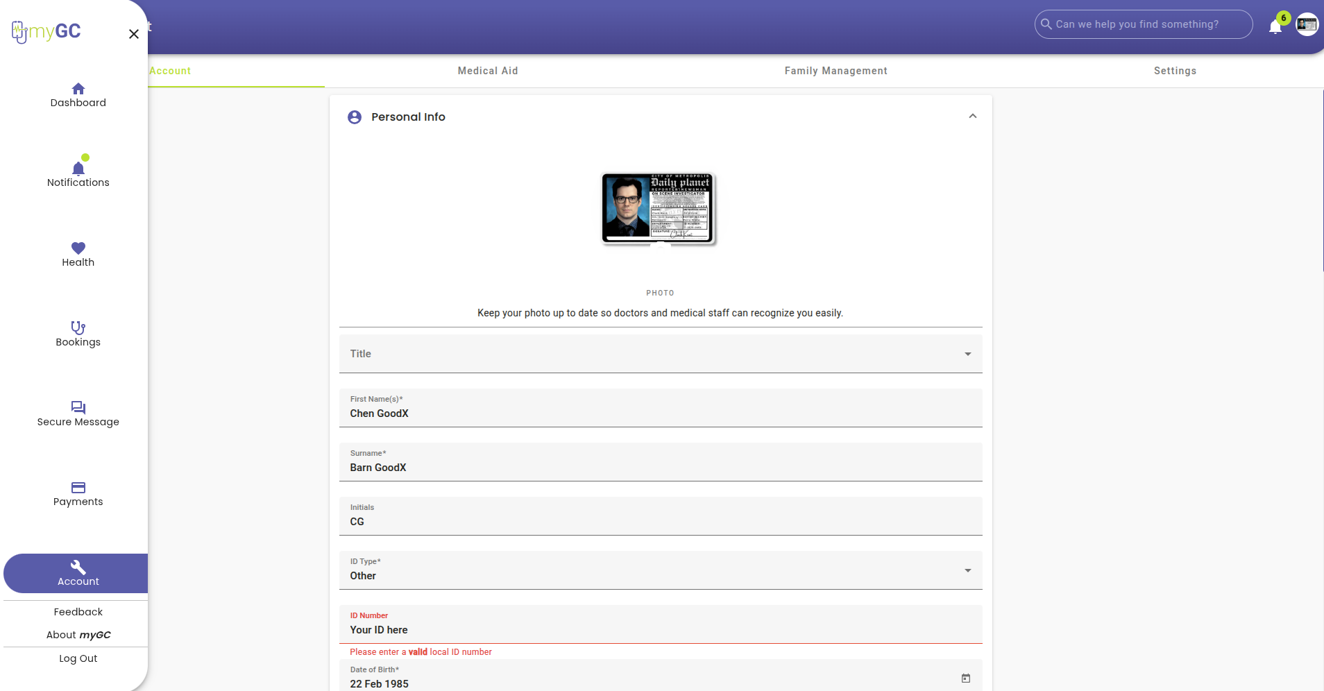 The MyGC portal home page