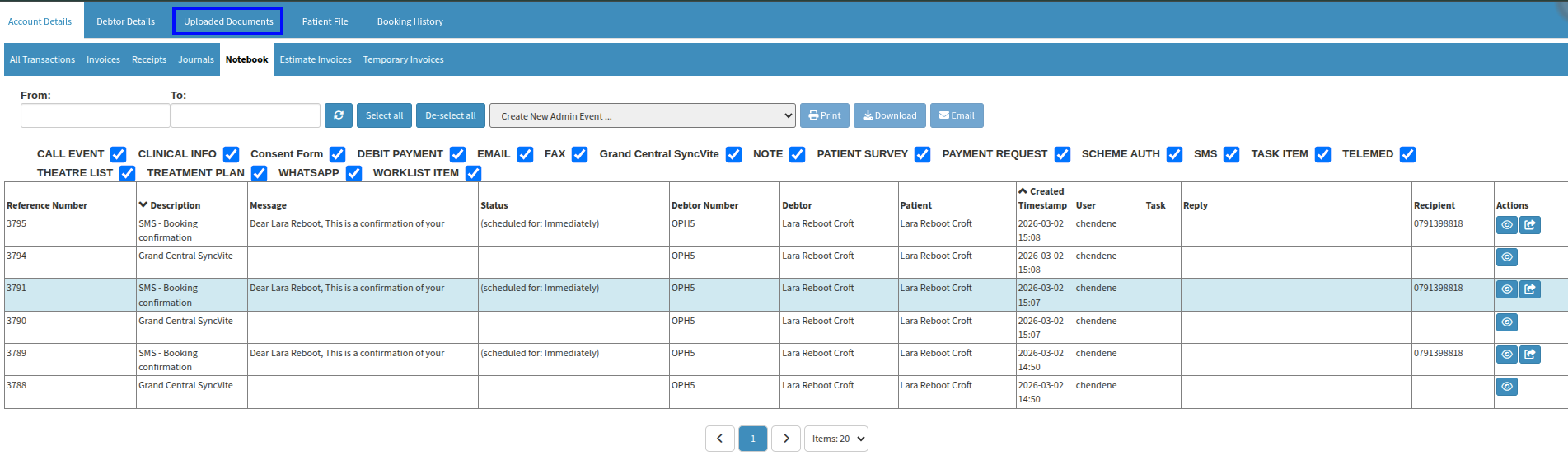 Notebook interface view