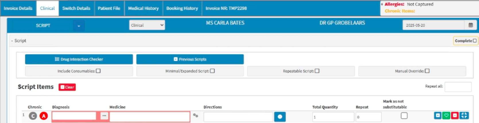 View of the script which adds automatically if linked to the booking type